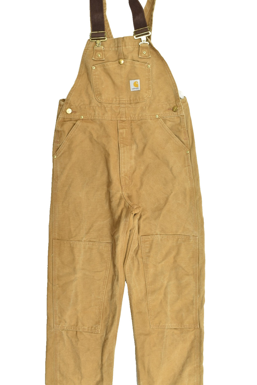 Carhartt Men's R01 BRN Duck Canvas Double Knee Double Front Bib Overalls Brown 3
